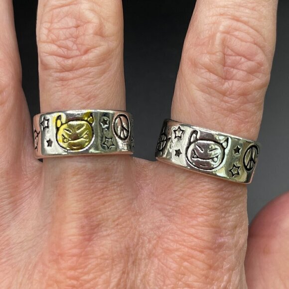 925 Sterling Cartoon Devil Face Boho Ring (Silver Face) #1354 - Picture 8 of 12